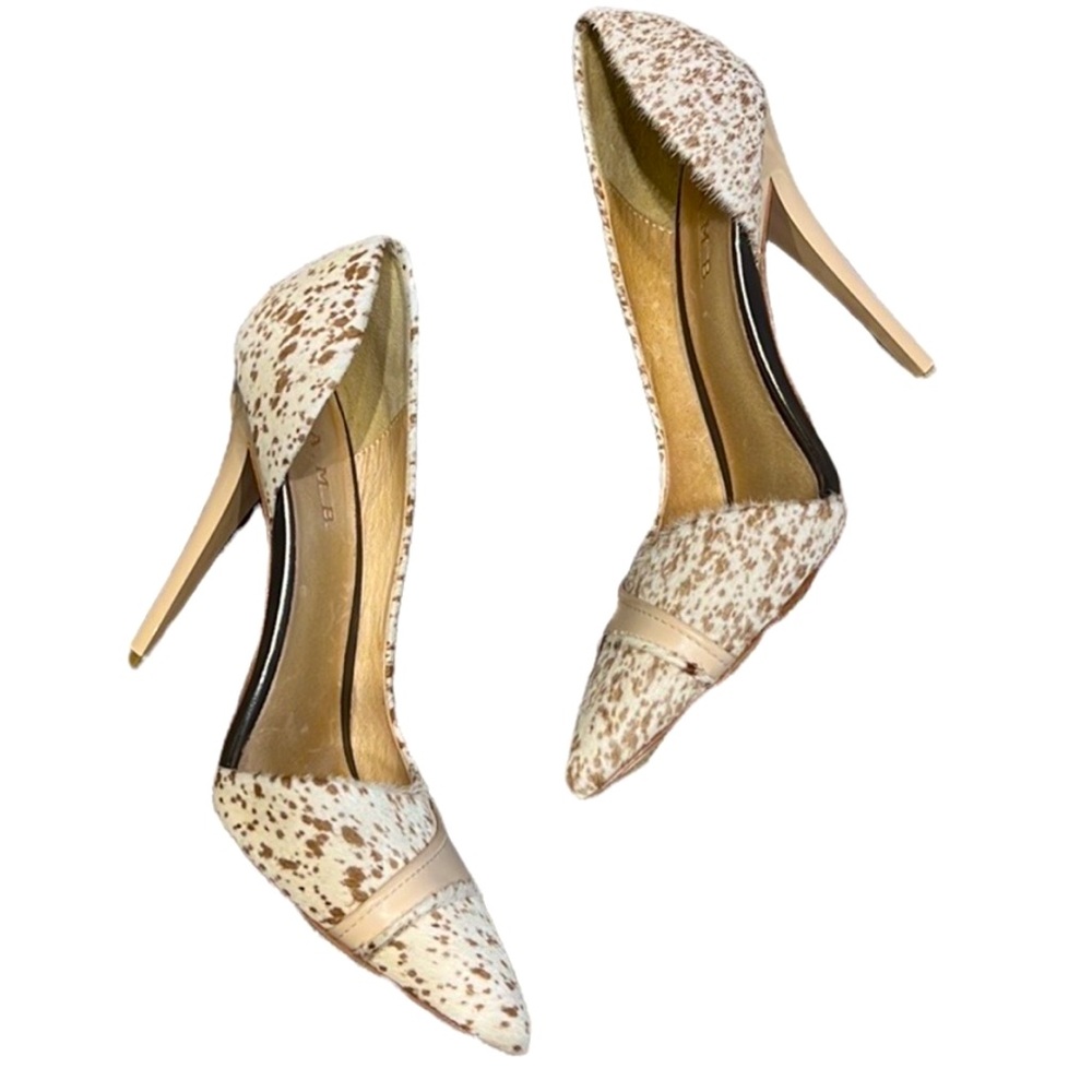 L.A.M.B. Speckled Cream And Tan Pointed Toe Stiletto Pumps